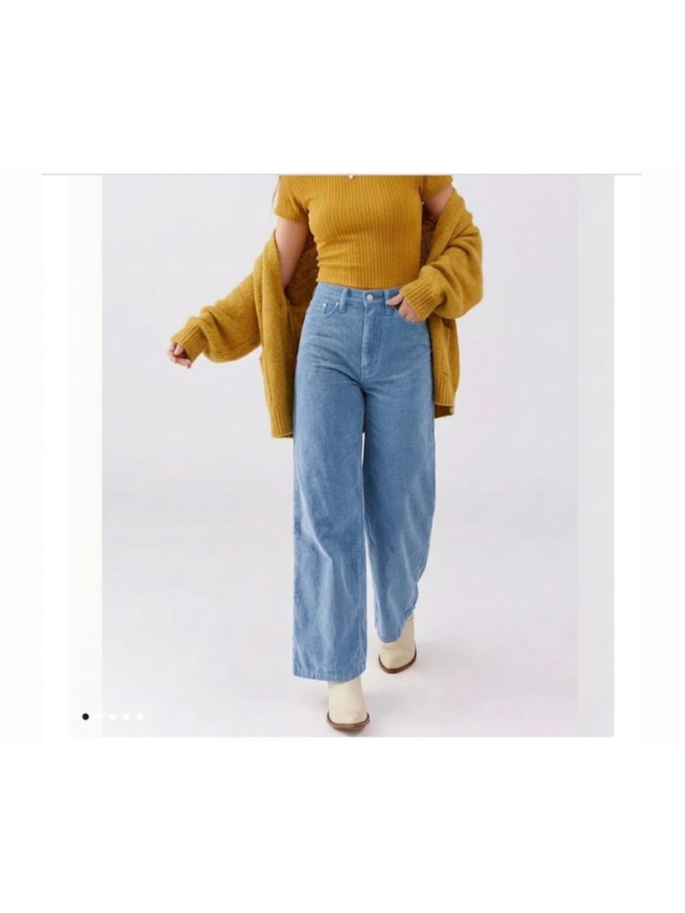 BDG Blue Corduroy High & Wide Leg Pants 28 Festival Indie Granola Grunge